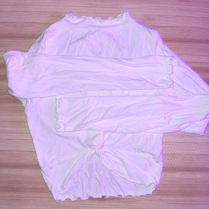 Cropped Mock neck with scallop hem detail & front twist knot